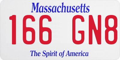 MA license plate 166GN8