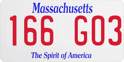 MA license plate 166GO3