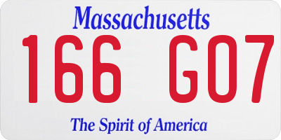 MA license plate 166GO7
