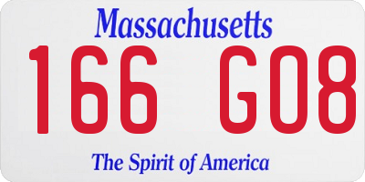 MA license plate 166GO8