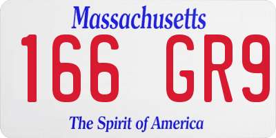 MA license plate 166GR9