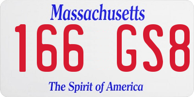 MA license plate 166GS8