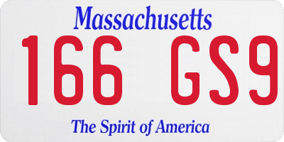 MA license plate 166GS9