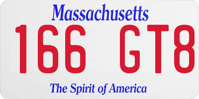 MA license plate 166GT8