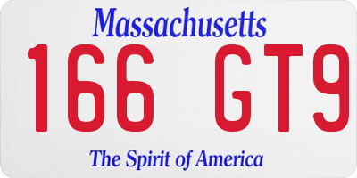 MA license plate 166GT9