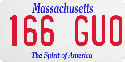 MA license plate 166GU0