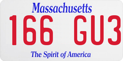 MA license plate 166GU3