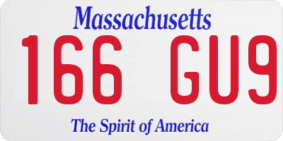 MA license plate 166GU9