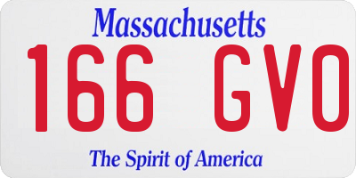 MA license plate 166GV0