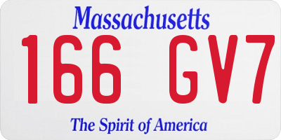 MA license plate 166GV7