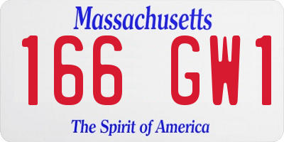 MA license plate 166GW1