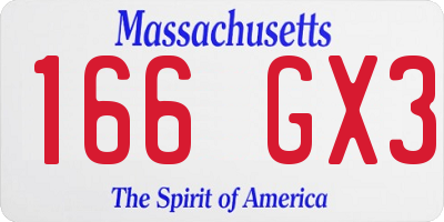 MA license plate 166GX3