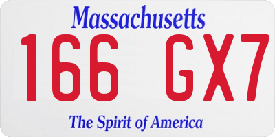 MA license plate 166GX7