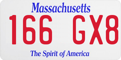 MA license plate 166GX8