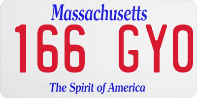MA license plate 166GY0