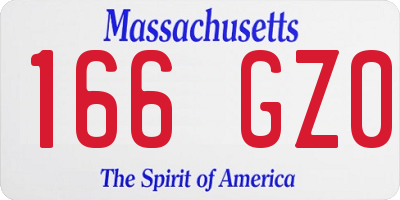 MA license plate 166GZ0