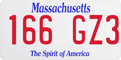 MA license plate 166GZ3