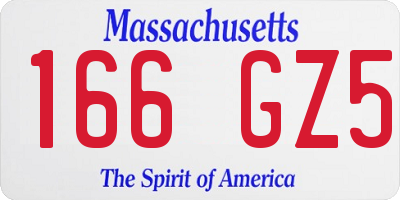 MA license plate 166GZ5