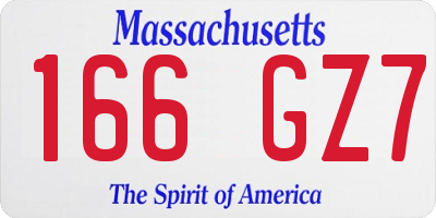 MA license plate 166GZ7