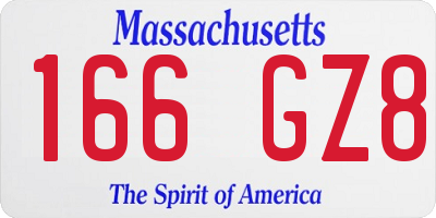 MA license plate 166GZ8