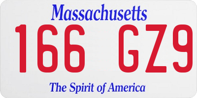 MA license plate 166GZ9