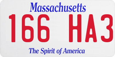 MA license plate 166HA3