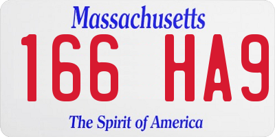 MA license plate 166HA9