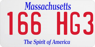 MA license plate 166HG3