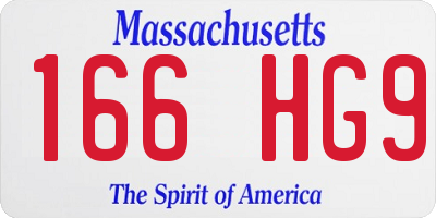 MA license plate 166HG9