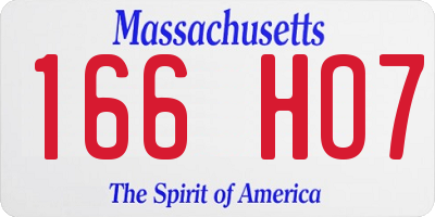 MA license plate 166HO7