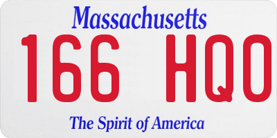 MA license plate 166HQ0