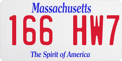 MA license plate 166HW7