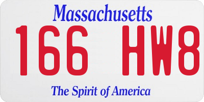 MA license plate 166HW8