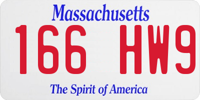 MA license plate 166HW9