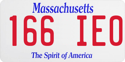 MA license plate 166IE0
