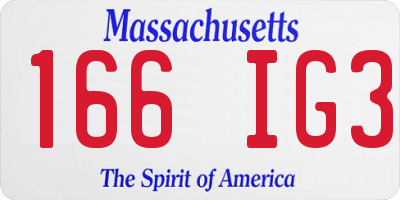 MA license plate 166IG3