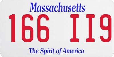 MA license plate 166II9