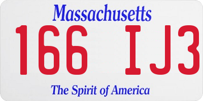 MA license plate 166IJ3