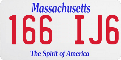 MA license plate 166IJ6