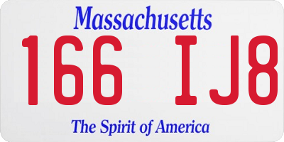 MA license plate 166IJ8