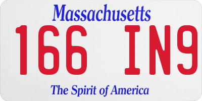 MA license plate 166IN9