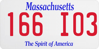 MA license plate 166IO3
