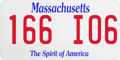 MA license plate 166IO6