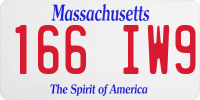 MA license plate 166IW9