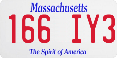 MA license plate 166IY3