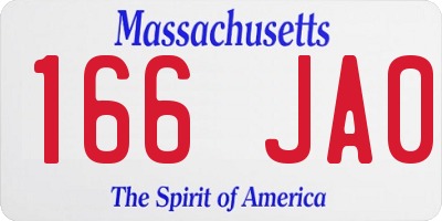 MA license plate 166JA0