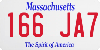 MA license plate 166JA7