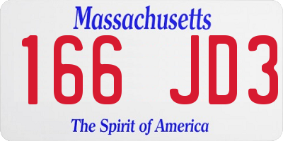 MA license plate 166JD3