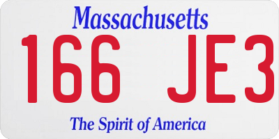 MA license plate 166JE3