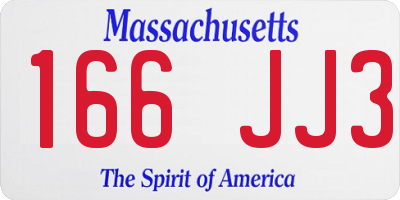 MA license plate 166JJ3